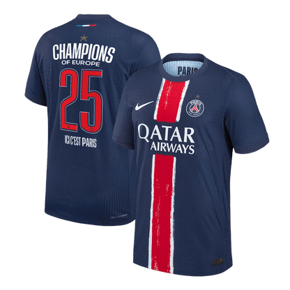 Camiseta de fútbol auténtica de CAMPEONES #25 PSG local 2024/25 CAMPEONES DE EUROPA