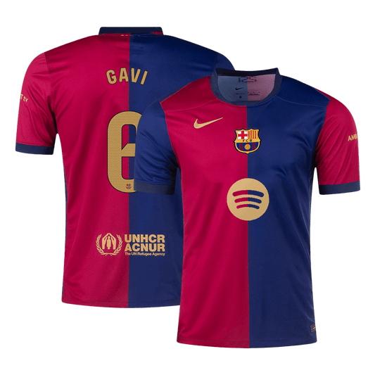 Barcelona GAVI #6 Camiseta de Fútbol Personalizada Local 2024/25 Logotipo de Spotify Sin Texto