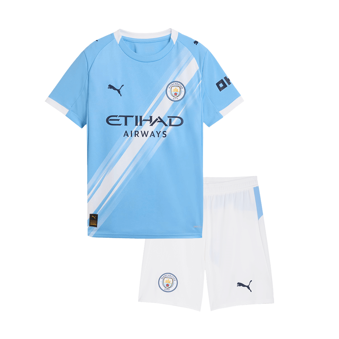 Equipación de fútbol de local del Manchester City para niños 2025/26