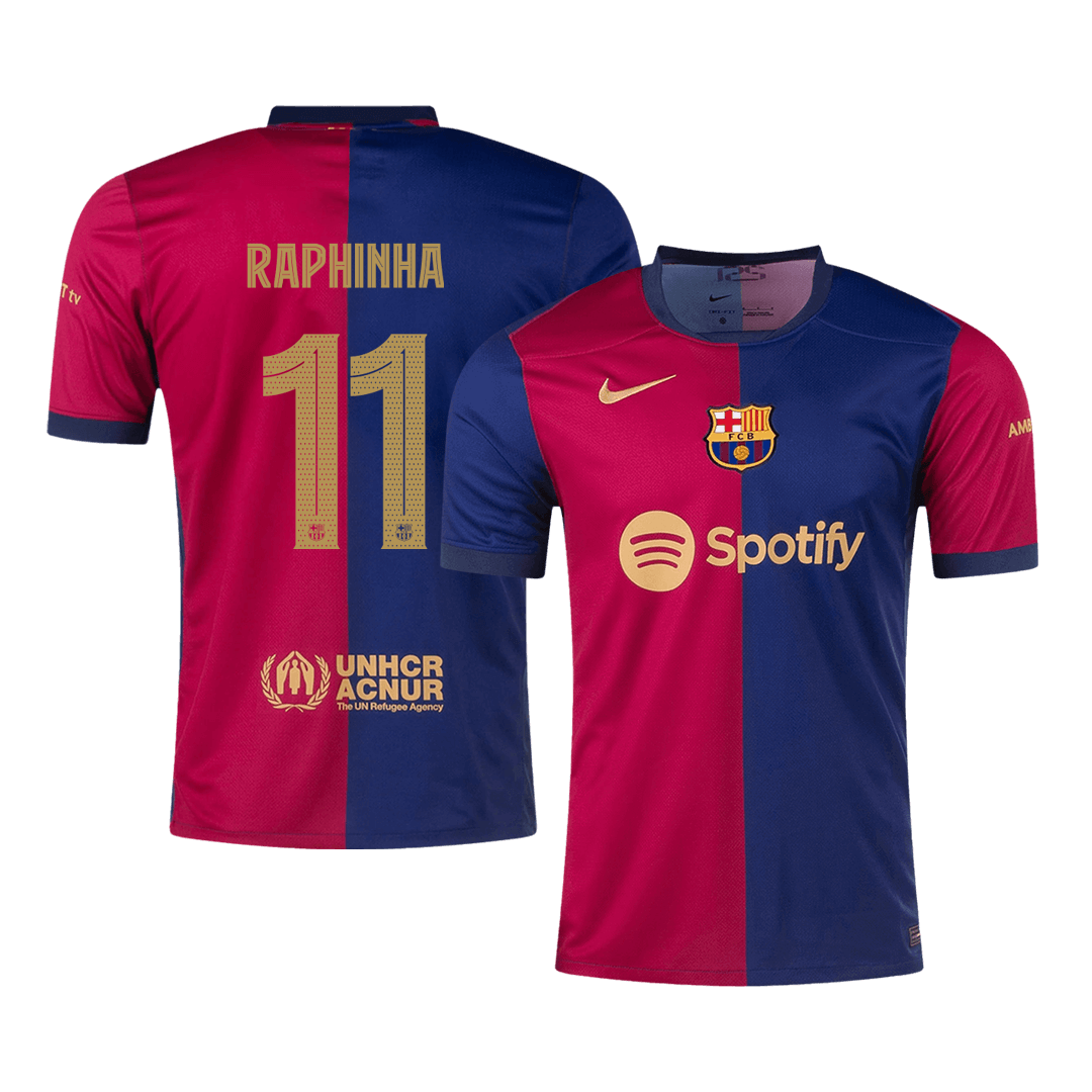 RAPHINHA #11 Domači dres FC Barcelona 2024/25, rdeče-moder - Liga prvakov