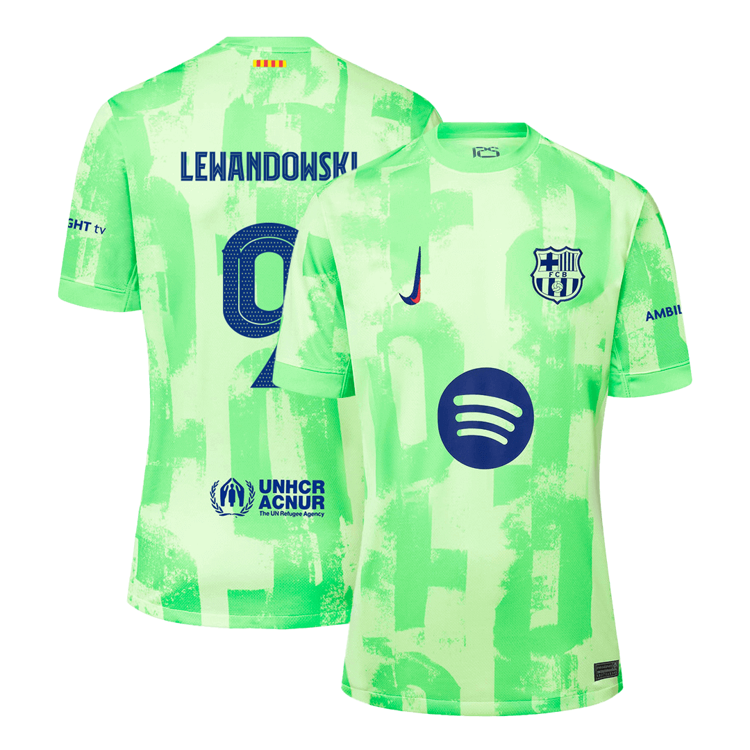 Camiseta de fútbol Barcelona personalizada LEWANDOWSKI #9 Tercera Visitante 2024/25 - Logo UCL Spotify Sin Texto