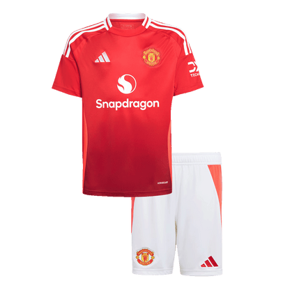 Camiseta y Pantalones Cortos de Fútbol de Local del Manchester United para Niños (2024/25)