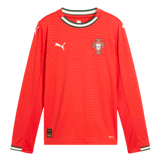 Camiseta de fútbol de manga larga para el hogar de Portugal 2025 roja