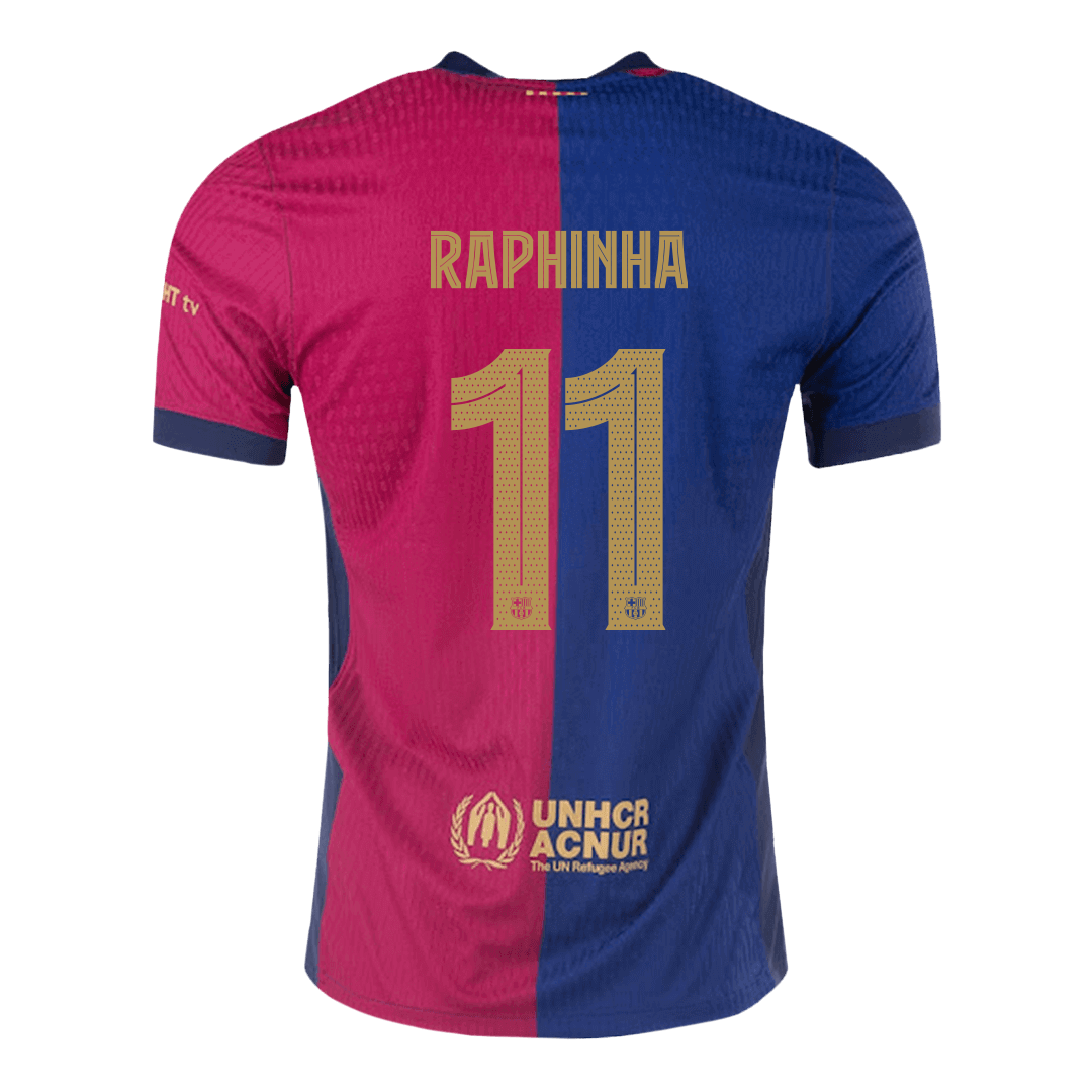 Avtenti?na nogometna majica RAPHINHA #11 Barcelona 2024/25 v gosteh, ?rna - UCL (nekdanji sponzor)