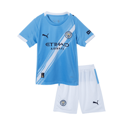 Manchester City Home Soccer Jersey Kit 2025/26 Kids(Jersey+Shorts)