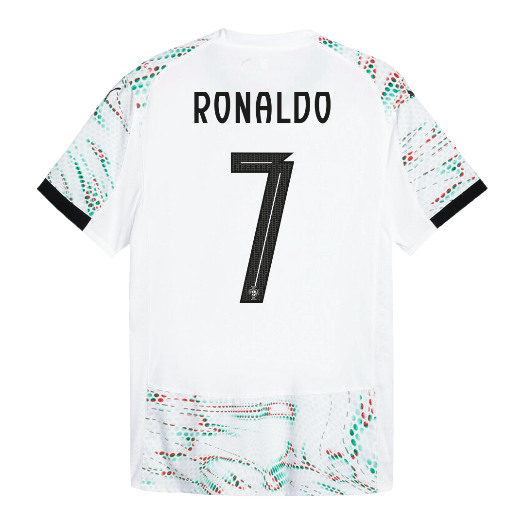 RONALDO #7 Camiseta de fútbol de visitante de Portugal auténtica 2025 Blanca