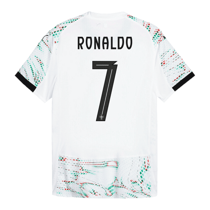 RONALDO #7 Camiseta de fútbol de visitante de Portugal auténtica 2025 Blanca