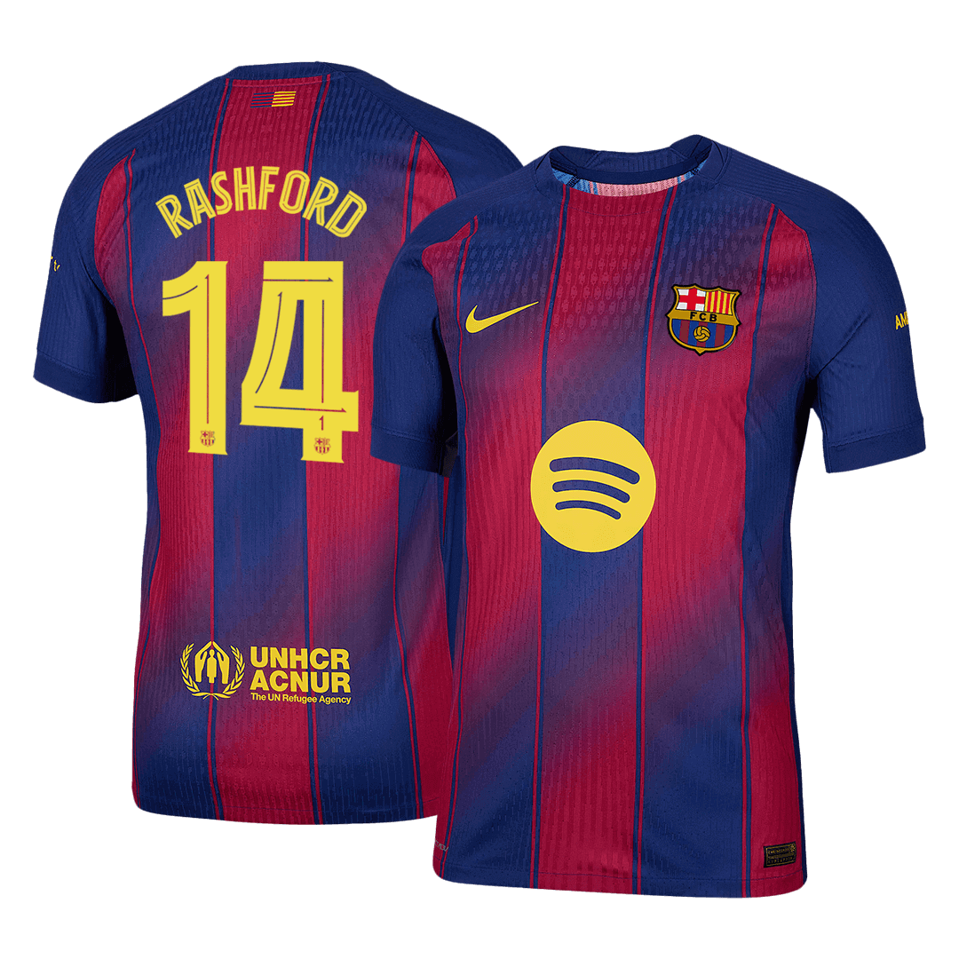 RASHFORD #14 Authentic Barcelona Doma?a nogometna majica 2025/26 rde?a in modra - UCL