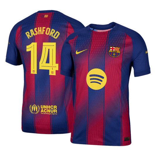 RASHFORD #14 Authentic Barcelona Doma?a nogometna majica 2025/26 rde?a in modra - UCL