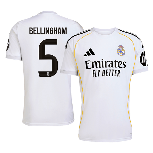 Real Madrid BELLINGHAM #5 Home Soccer Jersey 2025/26