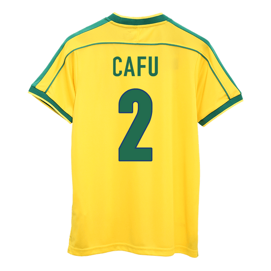 Retro Dres Brazilije Cafu #2 1998 - Doma?i Nogometni Dres - Svetovno Prvenstvo