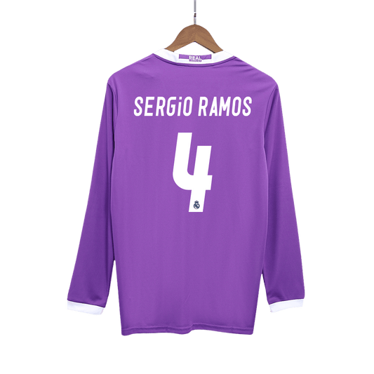 SERGIO RAMOS #4 Real Madrid Retro Jersey Away Long Sleeve Soccer Shirt 2016/17