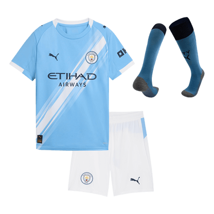 Equipación completa de fútbol para niños Manchester City, primera equipación 2025/26