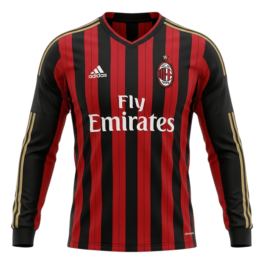 Retro Soccer Jersey AC Milan Home Long Sleeve 2013/14