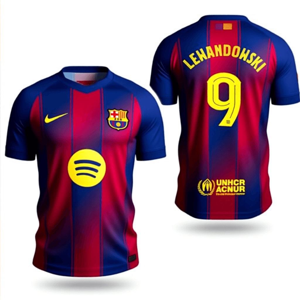LEWANDOWSKI #9 Domači nogometni dres Barcelona 2025/26 - UCL