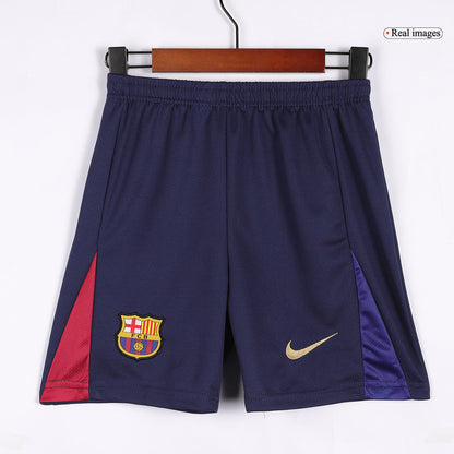 Gift-Kid's Barcelona Home Spotify Logo Without Text Soccer Jersey Kit(Shirt+Shorts) 2024/25