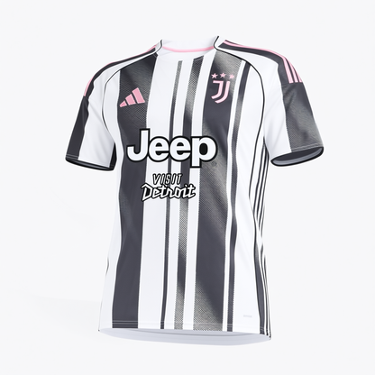 Domači nogometni dres Juventus Jeep x Visit Detroit Sponsor za moške po meri 2025/26