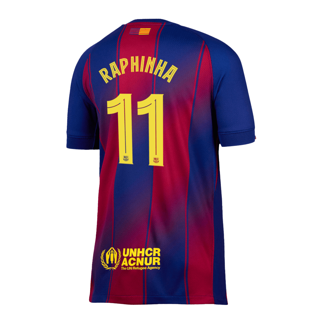 RAPHINHA #11 Barcelona doma?a nogometna majica 2025/26 rde?a in modra - UCL