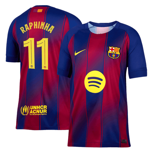 RAPHINHA #11 Barcelona doma?a nogometna majica 2025/26 rde?a in modra - UCL