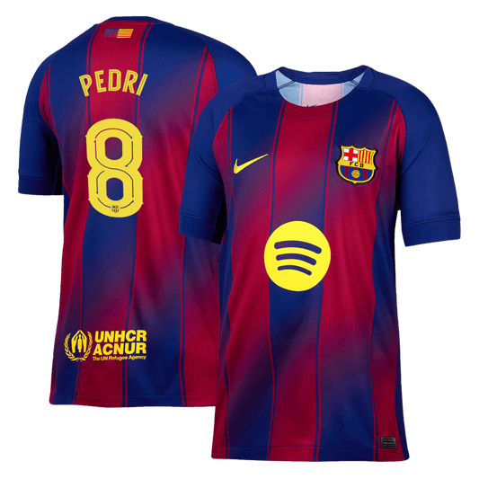 PEDRI #8 Authentic Barcelona Doma?a nogometna majica 2025/26 rde?a in modra - UCL