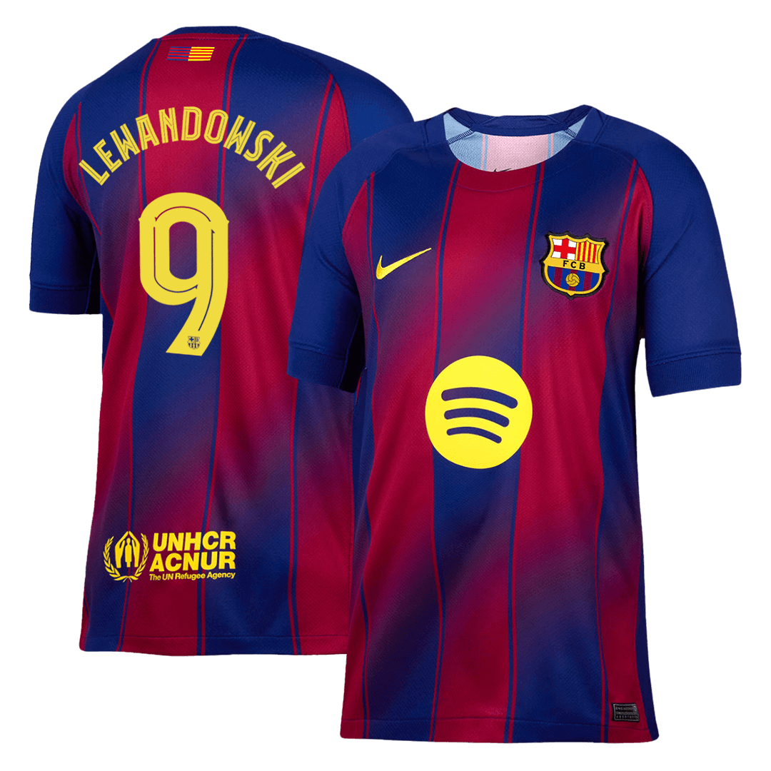 LEWANDOWSKI #9 Authentic Barcelona Doma?a nogometna majica 2025/26 rde?a in modra - UCL