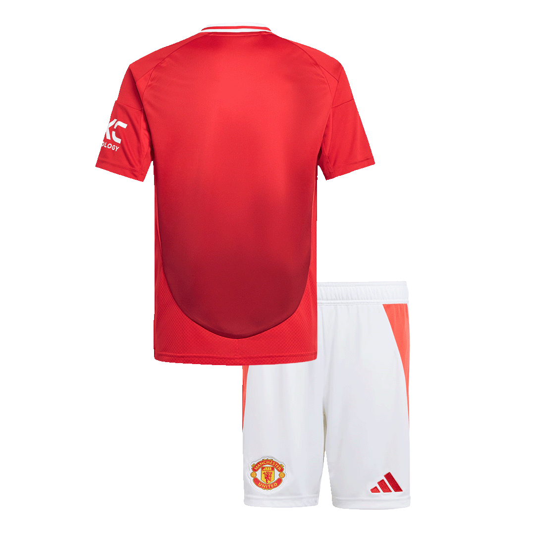 Camiseta y Pantalones Cortos de Fútbol de Local del Manchester United para Niños (2024/25)