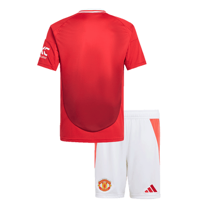Camiseta y Pantalones Cortos de Fútbol de Local del Manchester United para Niños (2024/25)