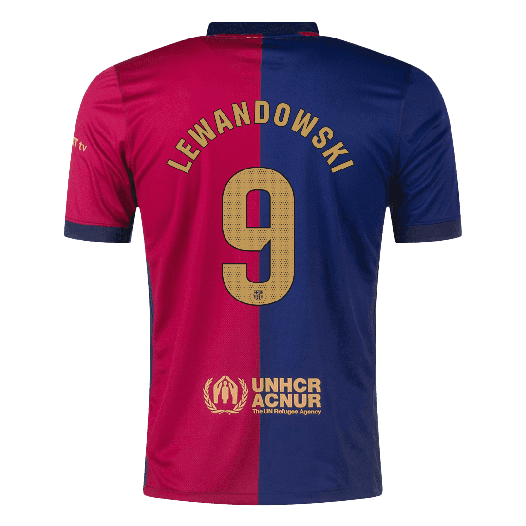 LEWANDOWSKI #9 Domači nogometni dres Barcelona 2024/25 – Logotip Spotify brez besedila