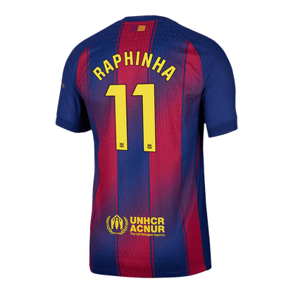 RAPHINHA #11 Barcelona Home Authentic Soccer Jersey 2025/26