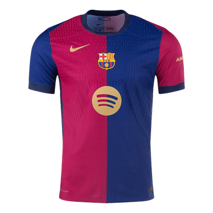 RAPHINHA #11 Avtentični domači nogometni dres Barcelone 2024/25, rdeče-moder – UCL (logo Spotify brez besedila)