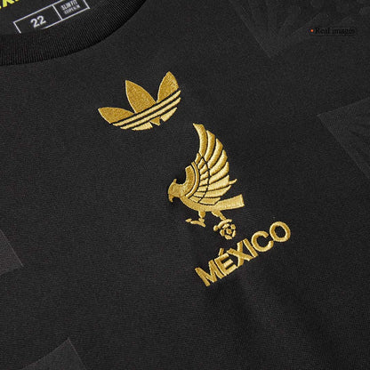 Kid's Mexico Third Away Soccer Jersey Kit(Jersey+Shorts) 2025 Black - Gold Cup