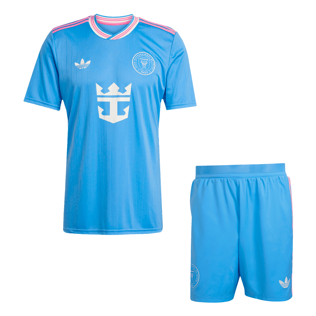 Inter Miami tretji gostujo?i nogometni dres (dres + kratke hla?e) 2025 moder