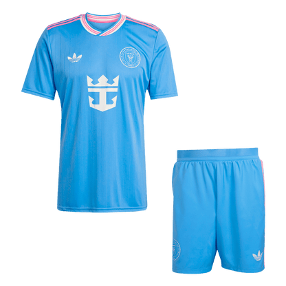 Inter Miami tretji gostujo?i nogometni dres (dres + kratke hla?e) 2025 moder