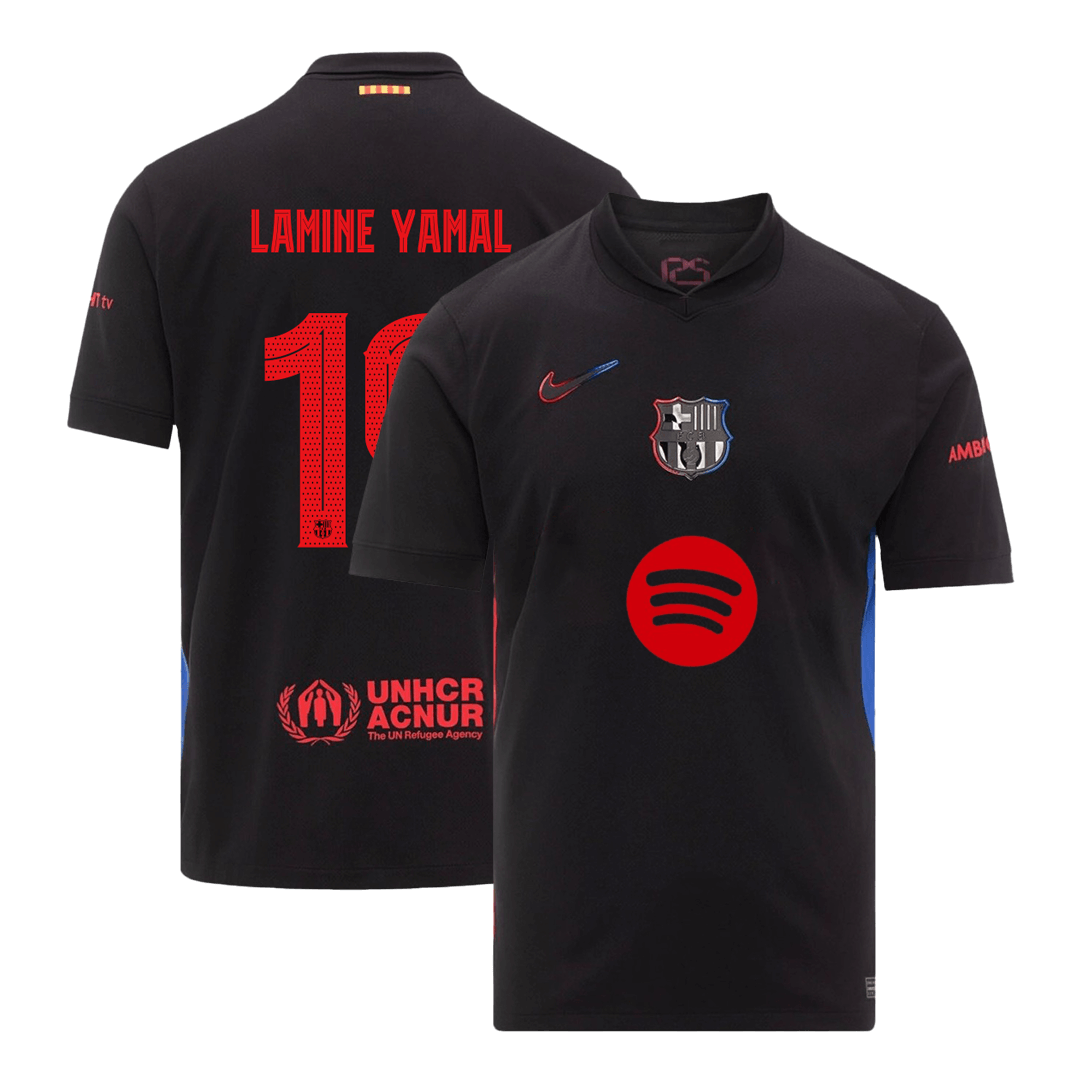 CAMISETA DE FÚTBOL LAMINE YAMAL #19 Barcelona Visitante 2024/25 - UCL (Logo de Spotify sin texto)