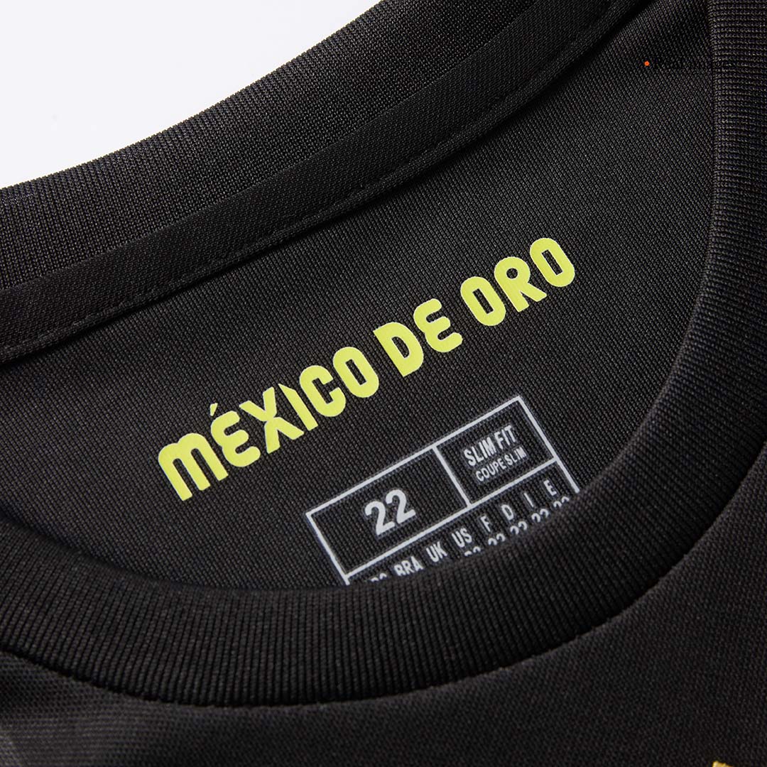 Kid's Mexico Third Away Soccer Jersey Kit(Jersey+Shorts) 2025 Black - Gold Cup