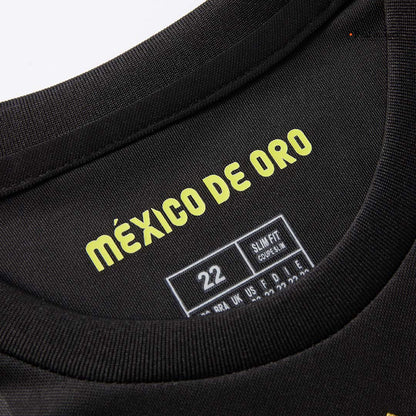 Kid's Mexico Third Away Soccer Jersey Kit(Jersey+Shorts) 2025 Black - Gold Cup