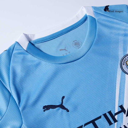 Equipación de fútbol de local del Manchester City para niños 2025/26