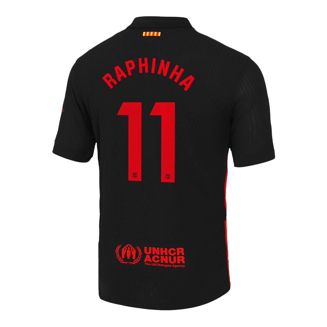 Authentic RAPHINHA #11 Barcelona Soccer Jersey Away Shirt 2024/25 Spotify Logo Without Text