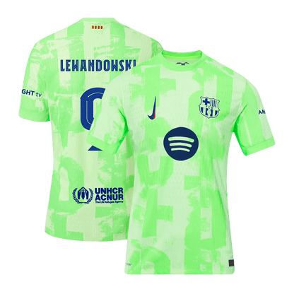 Camiseta de fútbol LEWANDOWSKI #9 auténtica Barcelona Tercera equipación 2024/25 UCL Logotipo de Spotify Sin texto