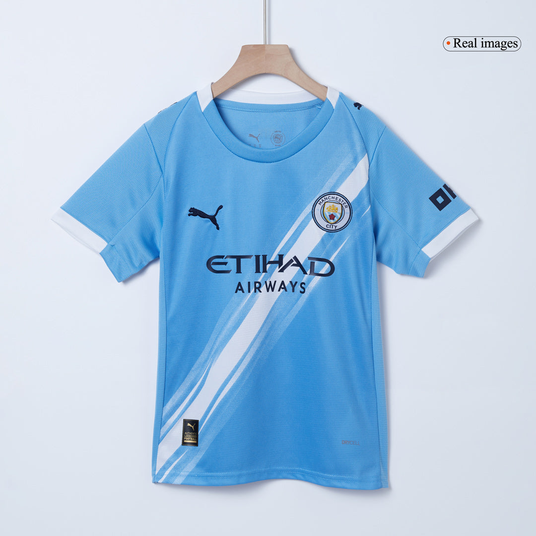 Equipación completa de fútbol para niños Manchester City, primera equipación 2025/26
