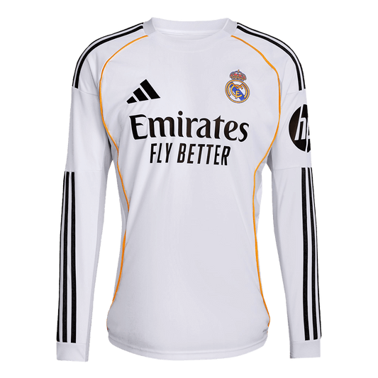 Camiseta de fútbol blanca de manga larga para casa del Real Madrid 2025/26