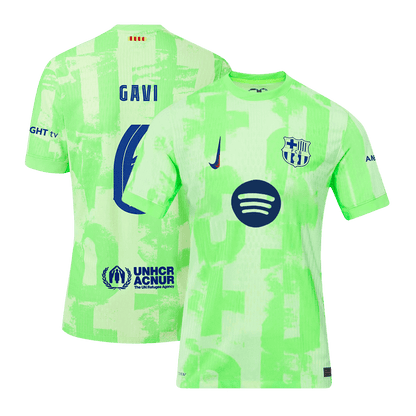 GAVI #6 Avtentični nogometni dres Barcelona tretji dres v gosteh 2024/25 UCL Spotify logotip brez besedila