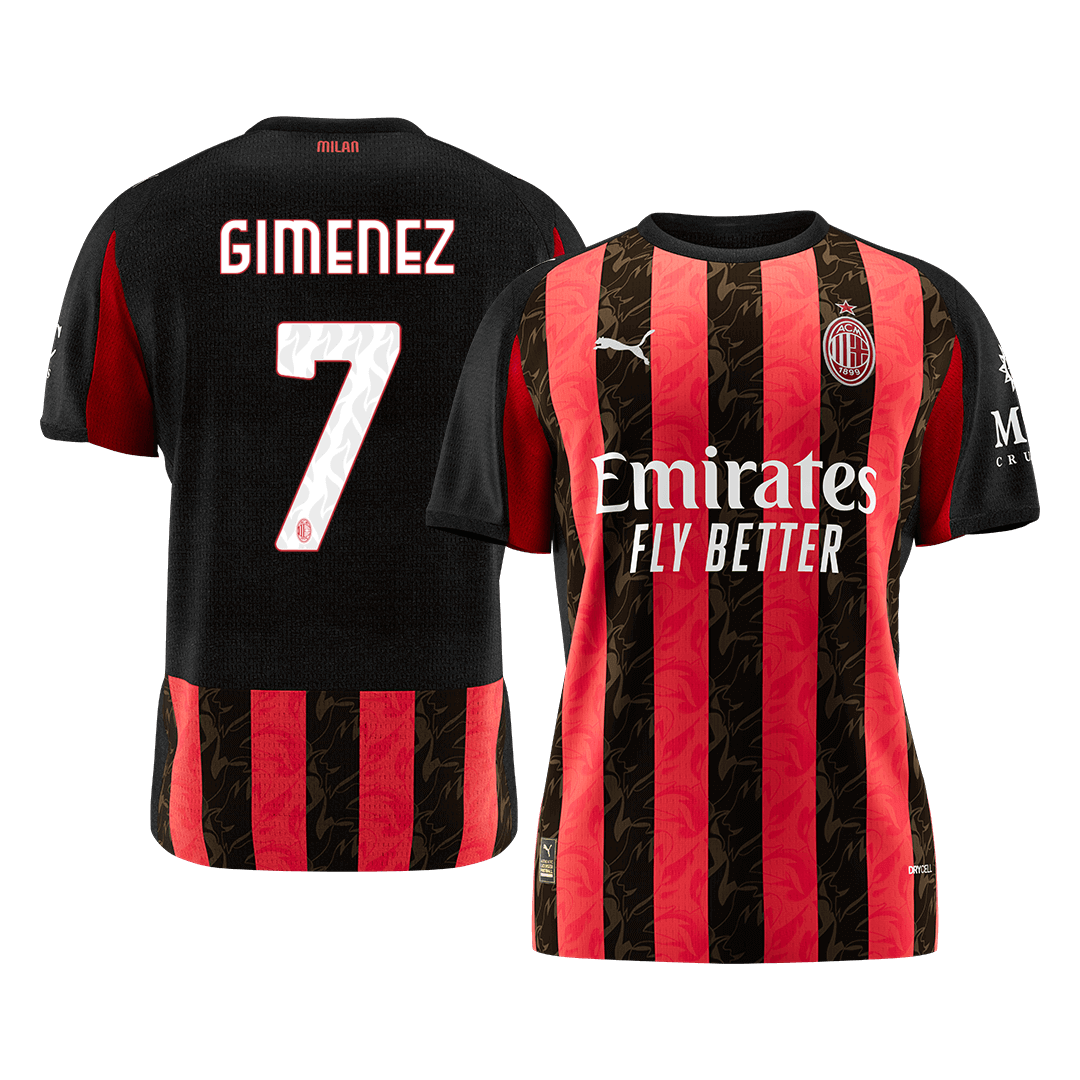 GIMENEZ #7 AC Milan Home Soccer Jersey 2025/26 Red&Black