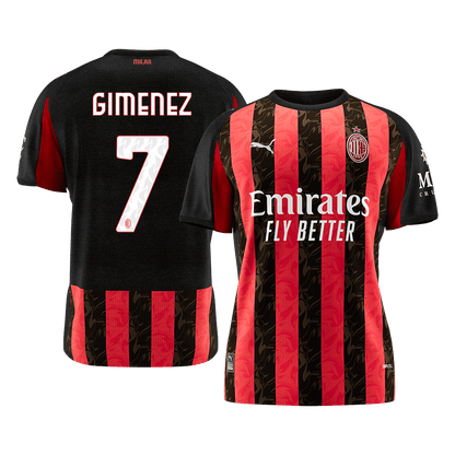 GIMENEZ #7 AC Milan Home Soccer Jersey 2025/26 Red&Black
