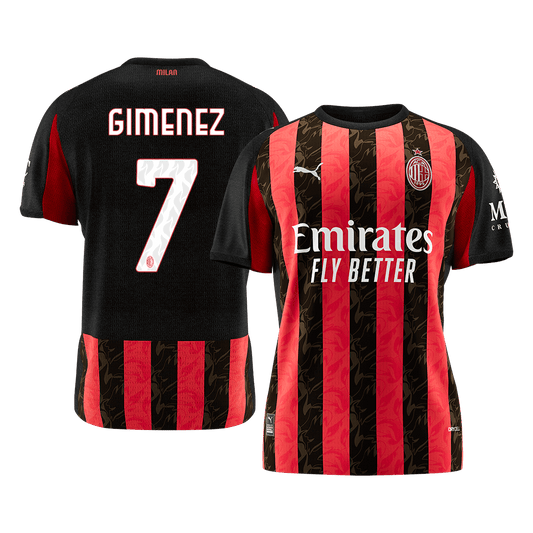 GIMENEZ #7 AC Milan Home Soccer Jersey 2025/26 Red&Black