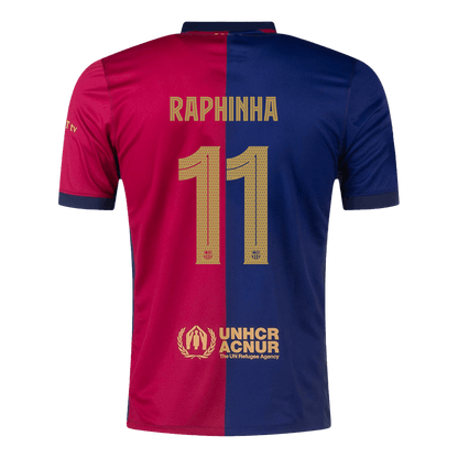 RAPHINHA #11 Barcelona Jersey Custom Soccer Jersey Home 2024/25 -UCL (Spotify Logo Without Text)