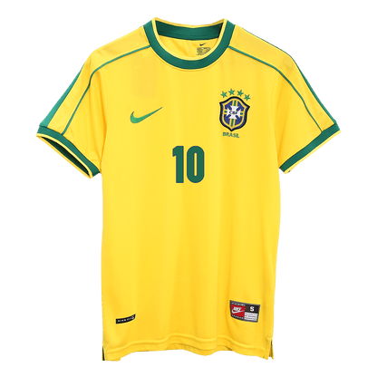 RIVALDO #10 Retro 1998 Brazil Home Soccer Jersey - World Cup
