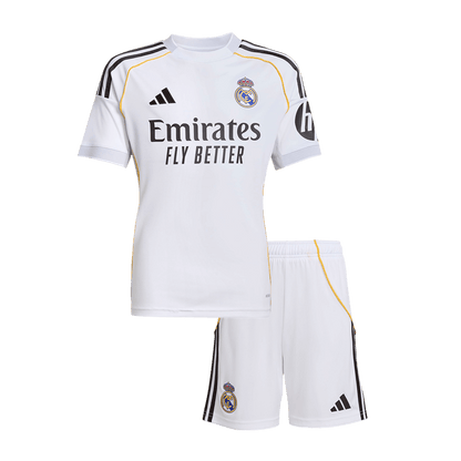 Domači otroški beli nogometni dresi Real Madrid komplet 2025/26