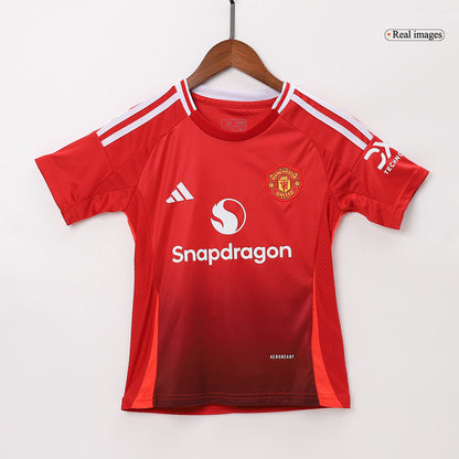 Camiseta y Pantalones Cortos de Fútbol de Local del Manchester United para Niños (2024/25)