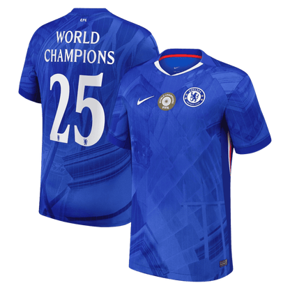 CAMPEONES DEL MUNDO #25 Camiseta de Fútbol de Local Chelsea 2025/26 con insignia en el pecho